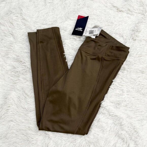 Women Reebok Yoga High Rise Ribbed Tight in Forest Green Size Large - Picture 1 of 10